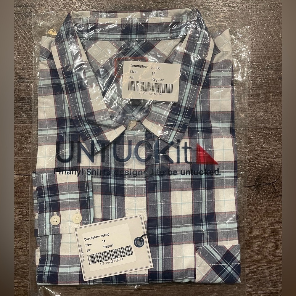 Untuckit Sorbo Shirt Women’s Sz 14 Windowpane Plaid Long Sleeve Button Up Casual - Picture 3 of 5